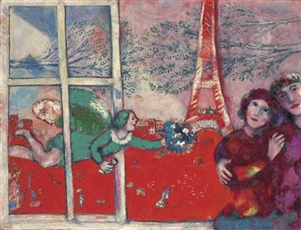 Les mariés de la Tour Eiffel - Marc Chagall