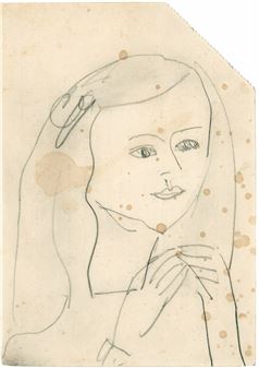 Fränzi. Bleistift auf festem Karton. 1911. 15 x 10,6 cm. Unter Glas gerahmt - Ernst Ludwig Kirchner
