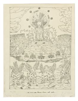Lot of two lithographs: ...ed ecco un trono stava nel cielo (terzo foglio de ‘L’Apocalisse’) - Giorgio de Chirico
