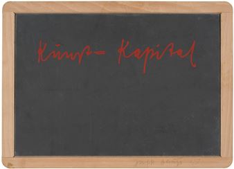Kunst = Kapital. Siebdruck auf Schiefertafel in Holzrahmen. 1980. 31,7 x 44 x 1 cm - Joseph Beuys