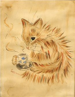 After Louis Wain
Cat with a Cup of Tea
bears signature - Louis Wain