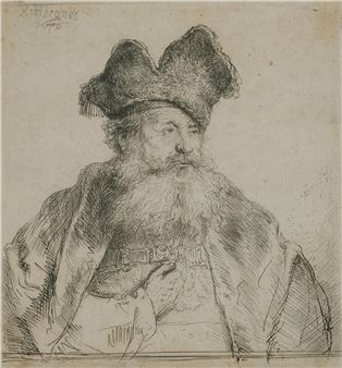 Old Man with a Divided Fur Cap - Rembrandt van Rijn