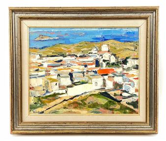 Renee Theobald (1926 - 2014) Village Scene Oil on Canvas